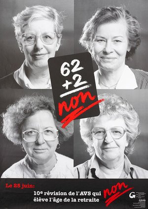 Plakat "Nein zur 10. AHV-Revision" von 1995. Quellennachweis: Bibliothek Genf, Da 2845.