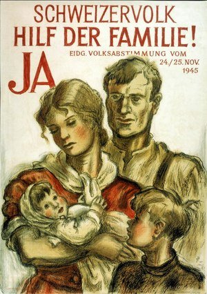 Plakat für die Volksabstimmung vom 25. November 1945, Quellennachweis: Schweizerische Nationalbibliothek, Bern, Grafische Sammlung, Schweizer Plakatsammlung, SNL_POL_172.