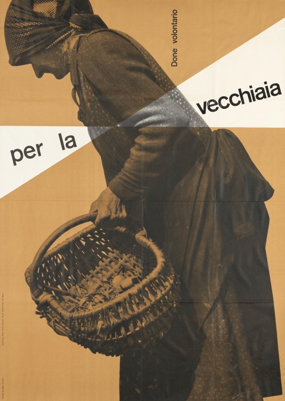 Per la Vecchiaia (1953). Plakat für Pro Juventute. Künstler: Celestino Piatti. Fotograf: Stricker. Copyright: Barbara Piatti. Quelle: Médiathèque Valais.