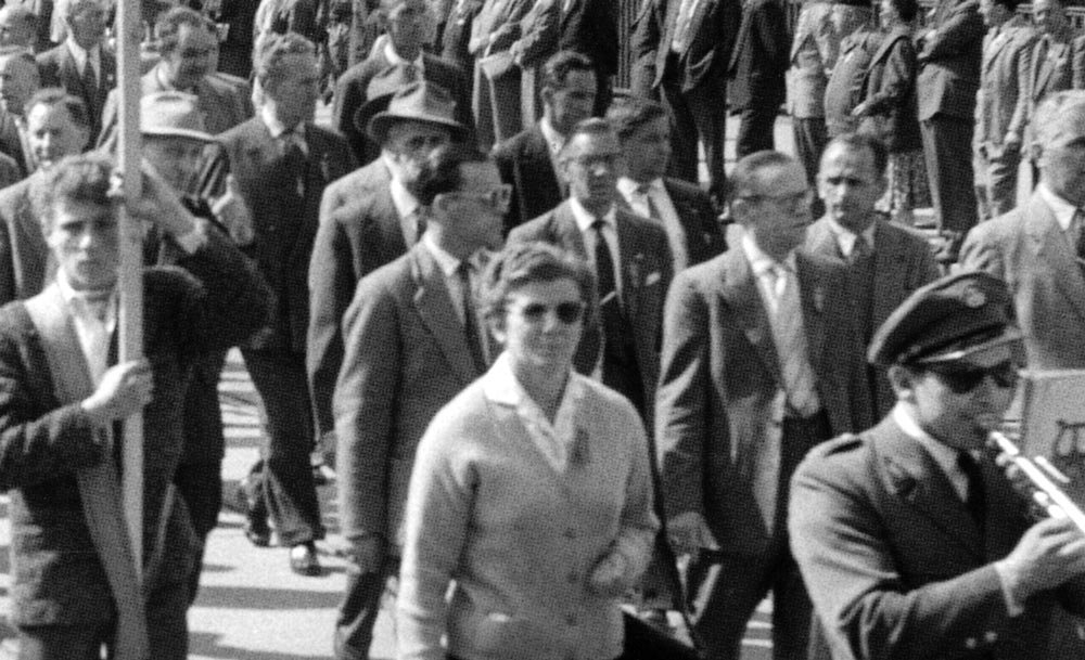 Demonstration für die Einführung der Invalidenversicherung, 1957.