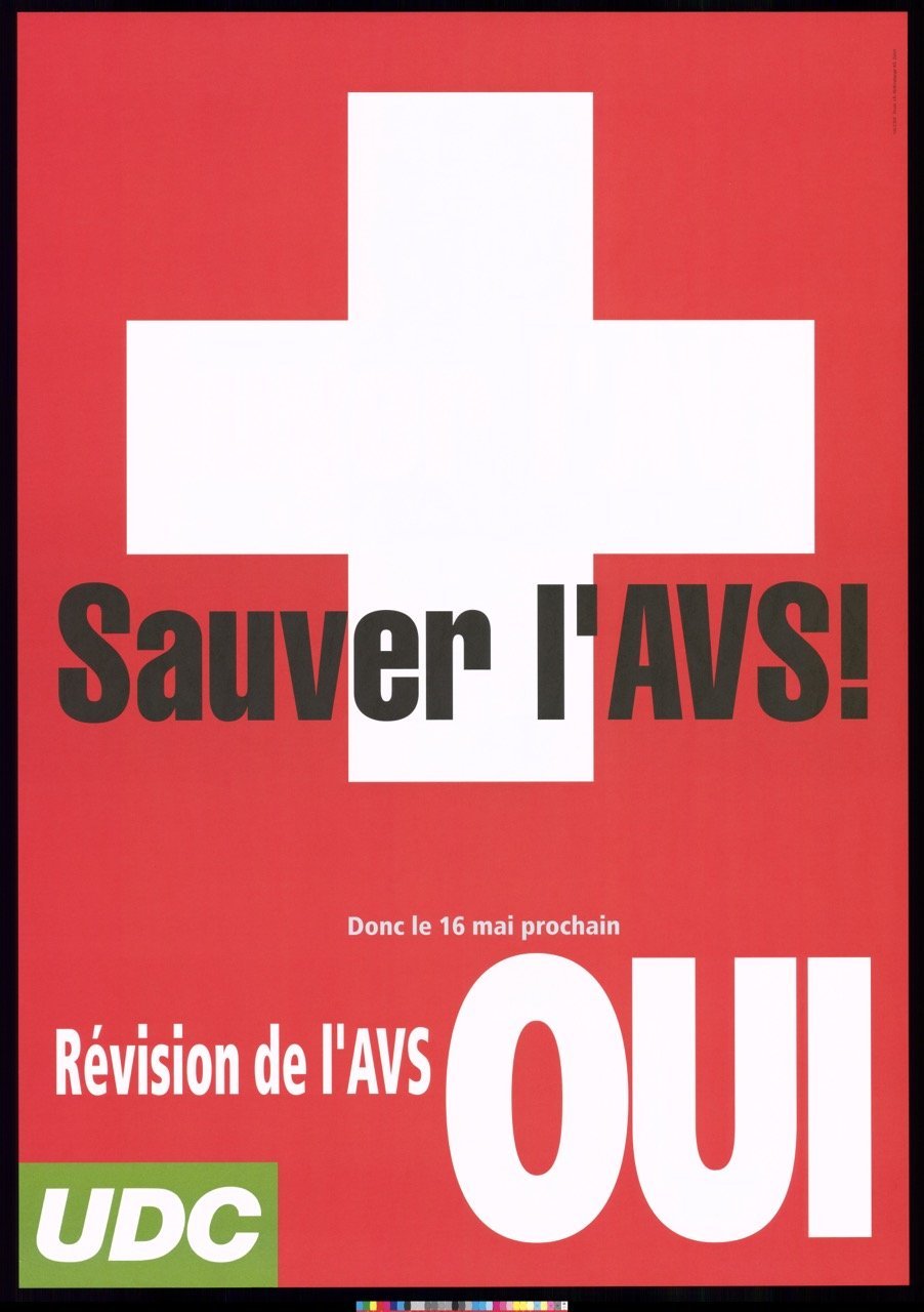 Plakat von der Werbeagentur GOAL für die SVP anlässlich der Abstimmung vom 16.05.2004 über die 11. AHV-Revision, Schweizerisches Sozialarchiv, Signatur: F 5123-Pe-122