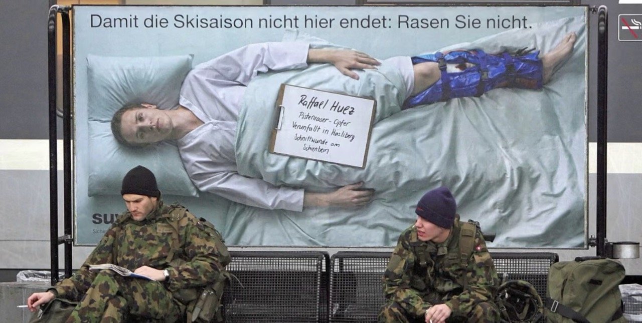 Motiv aus einer preisgekrönten Suva-Werbekampagne der Werbeagentur Ruf Lanz.